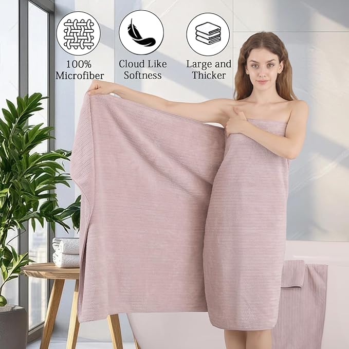 18 Piece Family Bath Towel Set Include 6 Bath Towels,6 Hand Towels and 6 Washcloths Soft Bathroom Towel with Hanging Loops,Highly Absorbent Quick Dry Towels Set for Bathroom,Hotel and Spa-Light Purple