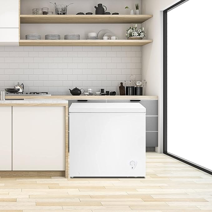 Deep Freezer 7 Cubic Feet, Chest Freezer 7.0 cu. ft, SMETA Freezer Chest Garage Ready, Freezing Machine for Home and Kitchen with Removable Basket Thermostat Control for Apartment, White