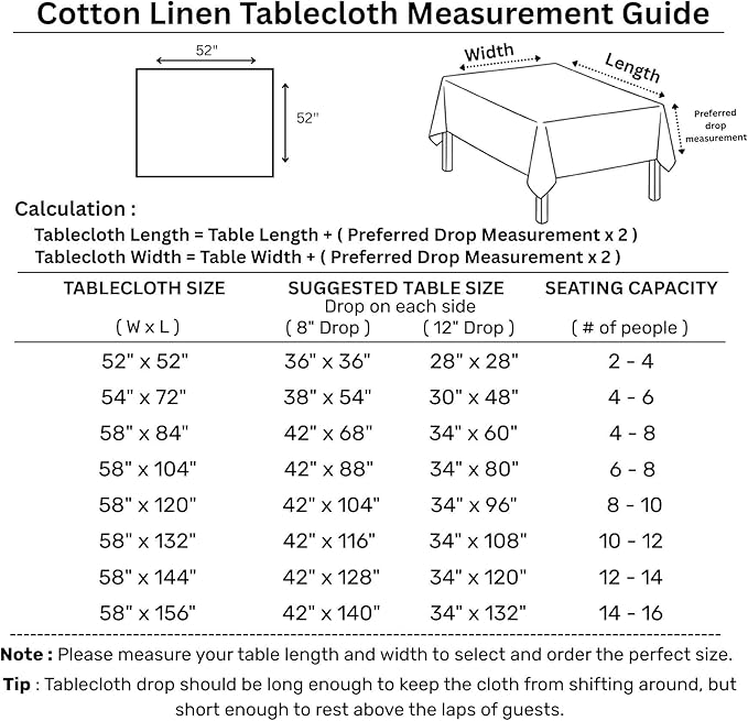 Solino Home Linen Black Tablecloth 52 x 52 Inch - Cotton Linen Hemstitch Square Tablecloth - Machine Washable Table Throw for Winter, Holiday, New Year