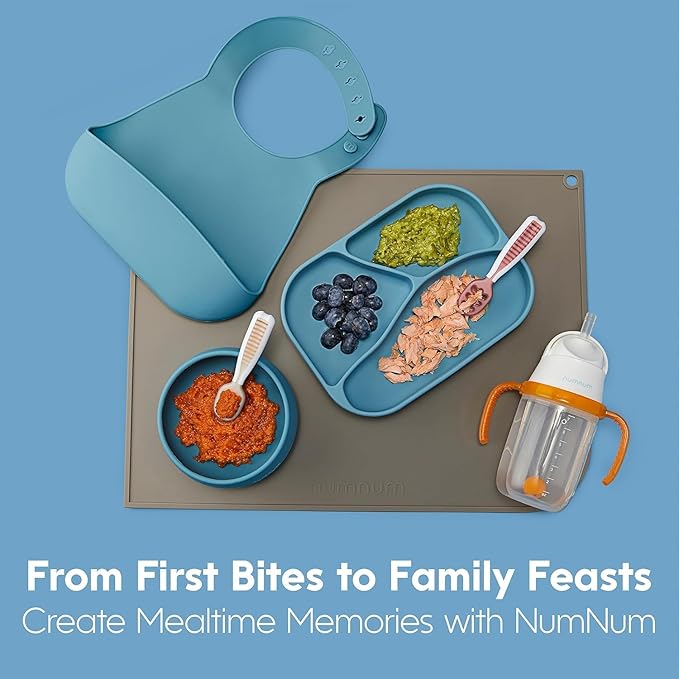 NumNum Baby Spoons Set, Baby Essentials Pre-Spoon GOOtensils for 6+ Months, First Stage Self-Feeding Spoons for Baby Led Weaning (BLW), Silicone Toddler Utensils, BPA-Free, 2 Pack Red/Orange