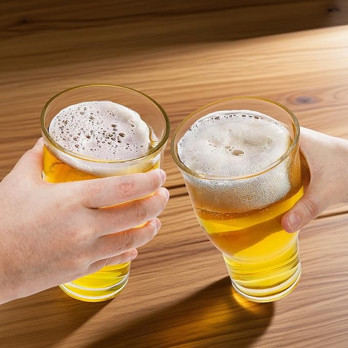 6 Piece Drinking Glasses, 15 Oz Iced Coffee Glasses Drinking Tumbler Set, Lead-free Highball Glass Cup Kitchen Glassware for Water, Juice, Beer, Beverage, Tea, Soda