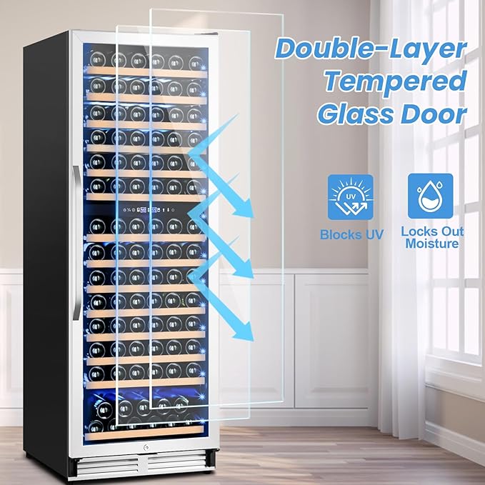 180 Bottles Wine Fridge 24 Inch Dual Zone Wine Cooler Refrigerator Freestanding Wine Refrigerator with Glass Door and Safety Lock, Large Wine Cellar for Home, Office, Kitchen
