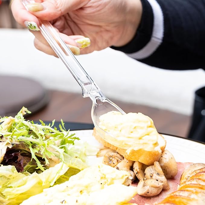 Plastic Spoons Heavy Duty, Disposable Clear Silverware Full Size 7.5", Pack of 85