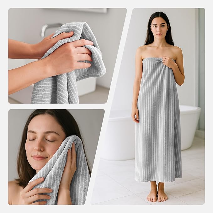 REDKISS Ultra Soft Bath Towels Set of 6 Large 35"x70" | 100% Microfiber, Highly Absorbent & Quick Dry | Grey Towels for Bathroom, Spa, Gym | 2 Bath, 2 Hand, 2 Washcloths