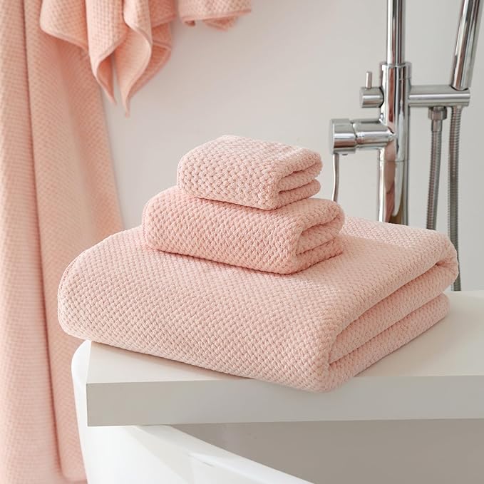 30x60 Inches Extra Large Bath Towels Set Super Soft Absorbent Luxury Microfiber Towels for Bathroom (Pink, 6PCS)