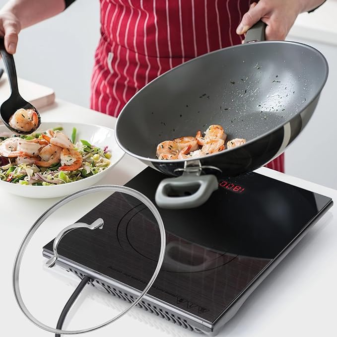 Woogim 12 Inch Clear Tempered Glass Pot Lid for Frying Pan Replacement Cover with Stainless Steel Handle,Dishwasher & Oven Safe for Kitchen Use,Universal Lidfor Frying Pans,Sauce Pots & Woks