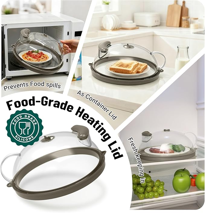 Microwave Splatter Cover with Water Steamer, Upgraded Microwave Cover for Food with Handle, Clear Plate Covers, Splatter Guard, Kitchen Essentials Gadgets, House Warming Gifts New Home, 10 Inch