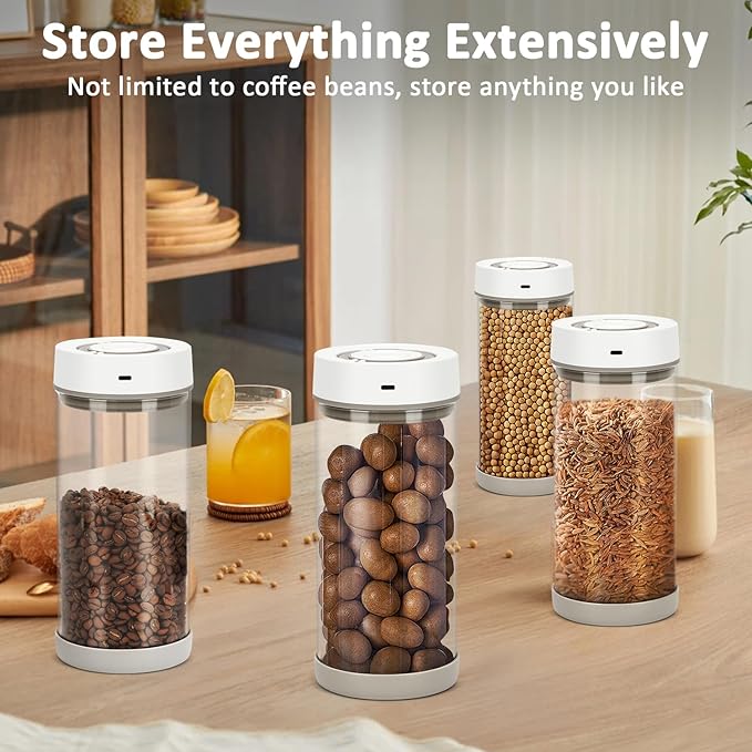 Auto Vacuum Coffee Canister - 950ml Airtight Coffee Canister for 10.6 oz of Coffee Beans, One-Button Operation & Date Tracker, Coffee Bean Storage Container, Sealed Vacuum Canister