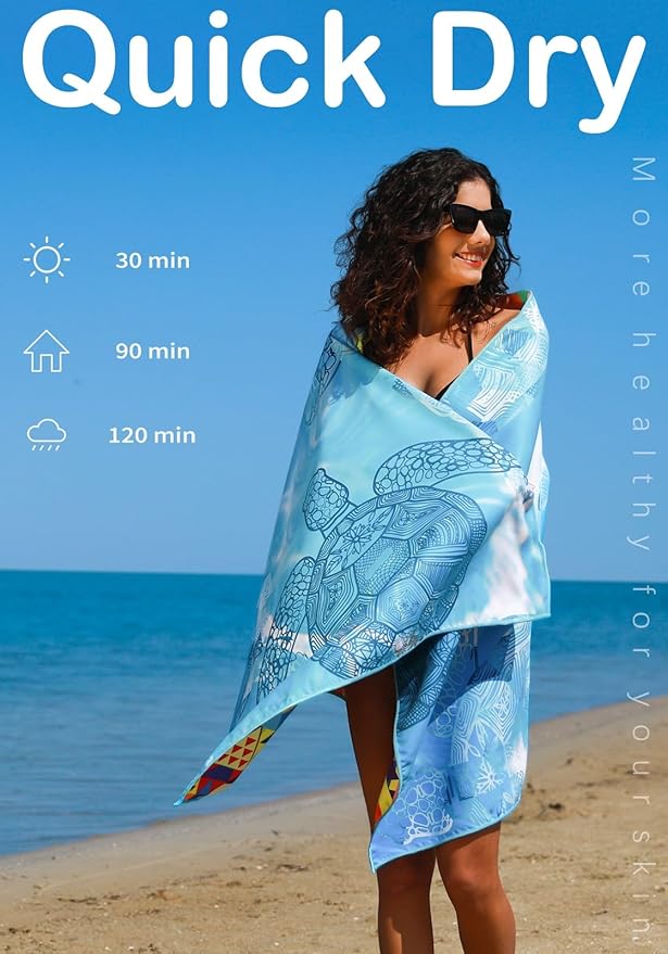 6 Pack Microfiber Lightweight Beach Towel Sand Free Quick Dry Absorbent Thin Compact Towels for Swimming Pool Camping Beach Accessories Large Easy Pack Travel Things for Vacation Essentials Gift