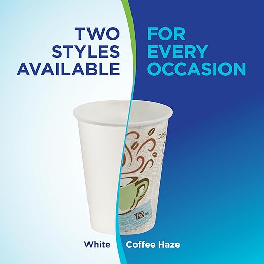 Dixie PerfecTouch 8 oz Paper Coffee Cups By GP PRO, Coffee Haze Design, 500 Count (25 Disposable Cups Per Sleeve, 20 Sleeves Per Case) 5338DX