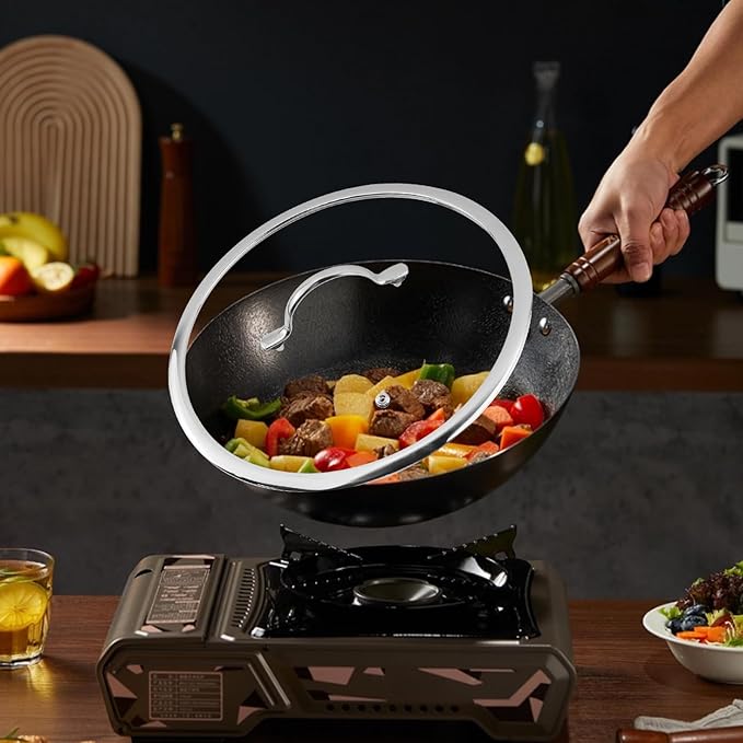 Woogim 11.5 Inch Pan Lid for Frying Pan,Pot Lids with Stainless Steel Handle,Dishwasher Safe and Oven Up to 480℉,4mm Thickness Tempered Glass Lid for Commercial/Household Cookware