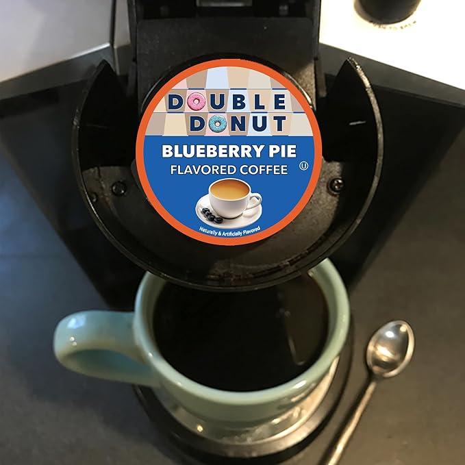 Double Donut Coffee Blueberry Coffee in Single Serve Pods, Flavored Coffee For the Keurig K Cups Brewer, 80 Cups