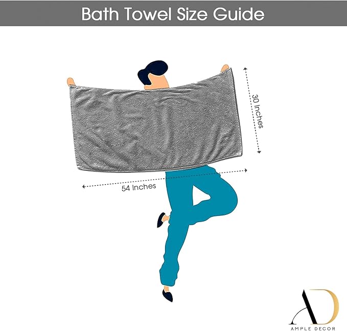 Ample Decor Bath Towels Pack of 16 600 GSM 100% Cotton, Absorbent Soft Premium Quality Machine Washable, Oeko Tex Certified, for Bathroom, Hotel, Spa, Gym, Kitchen - Purple - 30 X 54 Inch