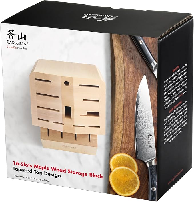 Cangshan Empty Knife Block, 16-Slot Organizer (Maple Wood)