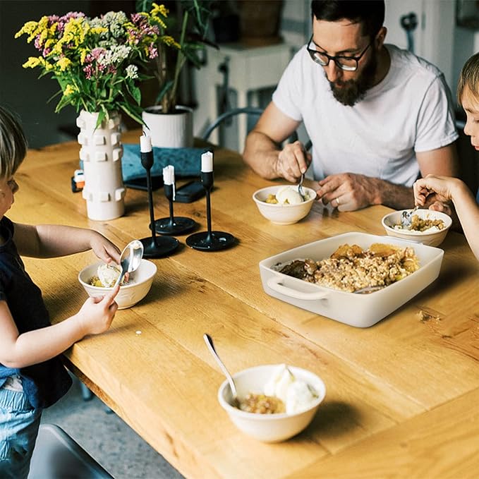 Large Baking Dish 9x13 Oven Dish Baking Lasagna Pan with Handles, White Porcelain Casserole Dish Oven Safe for Cake, Banquet and Daily Use, 4 Quart