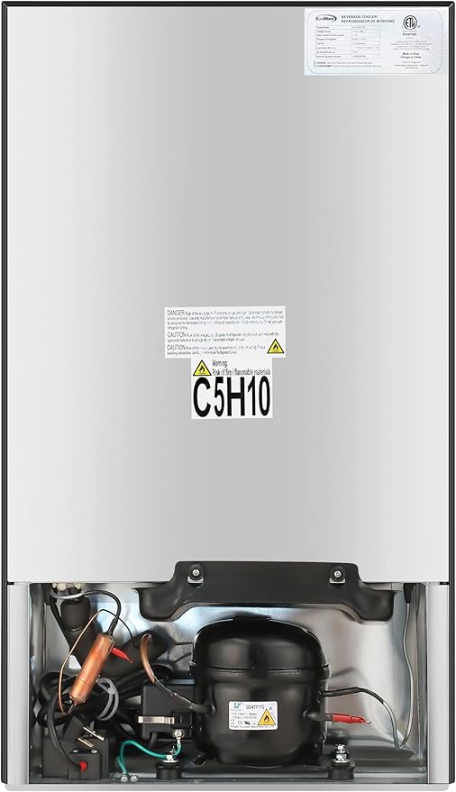 Koolmore 18 in. 3.2 Cu. Ft. Beverage Refrigerator Merchandiser with Stainless Steel Trim and Touch Panel For Soda, Beer or Wine Perfect for Use in a Commercial or Home Setting, ETL Listed (KM-BR32SS)