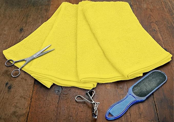 Softolle Salon Towels – Pack of 24 (16"x27") 100% Cotton Ring Spun – Ultra Soft, Highly Absorbent Hand Towels – Bulk for Spa, Gym & Salon (Yellow)
