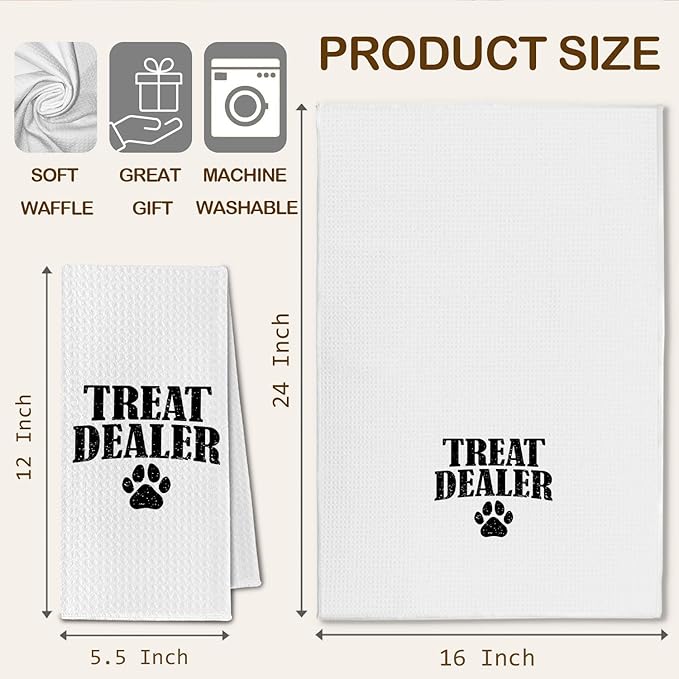 Treat Dealer Kitchen Towels, Funny Dog Kitchen Towels for Dogs Lovers, Dog Mom Puppy Pet Lovers Gifts for Women, Dogs Decorative Bathroom Hand Towels, 16x24 Inch