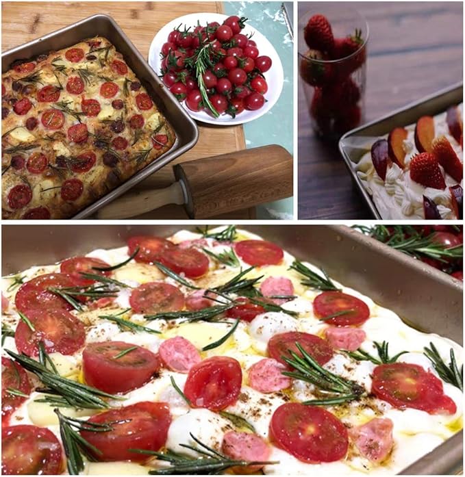 11 Inch Baking Sheets Pan Nonstick Set of 2, Walooza Cookie Sheet Replacement Toaster Oven Tray, Deep Size 2 inch Bakeware, Non Toxic & Heavy Duty & Easy Clean