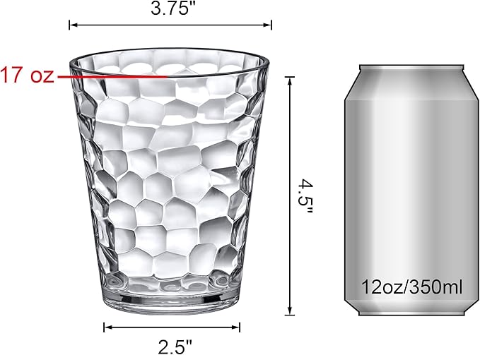 Amazing Abby - Iceberg - 16-Ounce Plastic Tumblers (Set of 8), All-Clear Reusable Plastic Cups, Stackable, BPA-Free, Shatter-Proof, Dishwasher-Safe