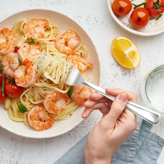 100 Count Heavy Duty Silver Plastic Forks Disposable, BPA-Free, Heat Resistant, Solid and Durable Premium Plastic Disposable Forks for Party Supply