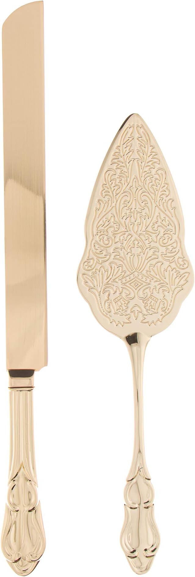 Ella Celebration Cake Knife & Server Set, Wedding, Anniversary, Vintage Party Supplies Dessert Gift Set (Elegant Light Gold)
