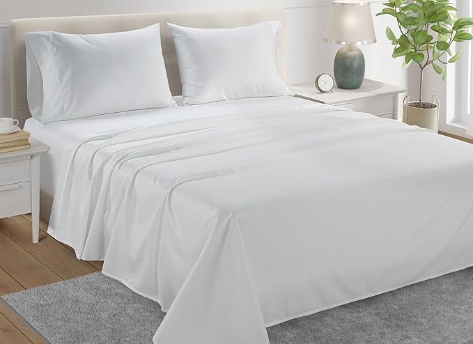 100% Egyptian Cotton Sheets Queen Size Bed Set, Deep Pocket Queen Sheet set, 800 Thread Count Cotton Bed Sheets, Naturally Cool Soft Breathable No Pill Elasticated Luxury White Bedding For All Seasons