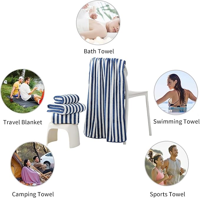 18-Piece Microfiber Bath Towels Set - 6 Bath Sheet, 6 Hand Towels, 6 Washcloths, Soft, Highly Absorbent Bathroom Towel, Quick Dry & Less Lint Shower towel for Bathroom, Hotel, Spa, Dorm-Blueberry