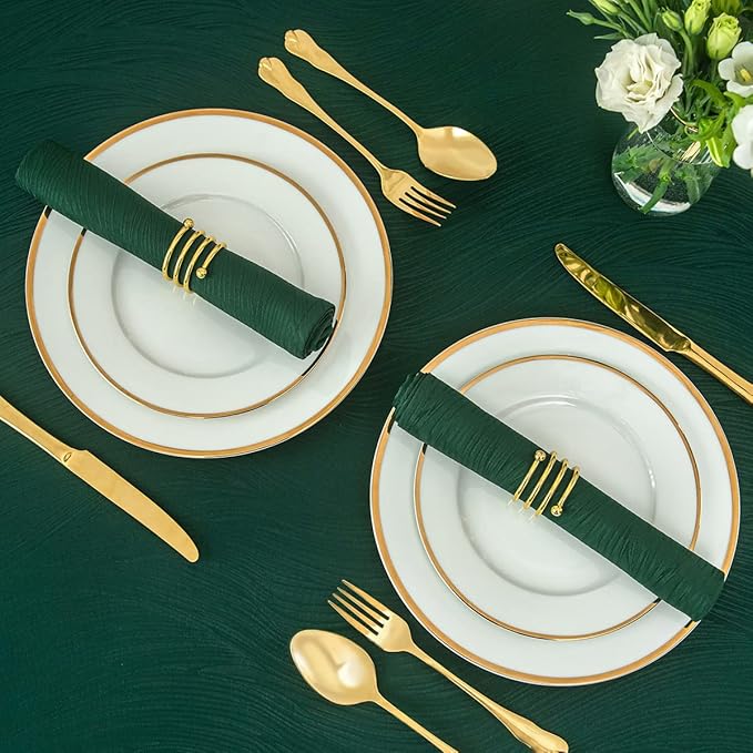 maxmill Jacquard Cloth Napkins 20 x 20 Inch Swirl Pattern Soft Comfortable and Luxury Serviette for Christmas Family Dinners Weddings Parties and Banquets Set of 4 Pieces, Hunter Green