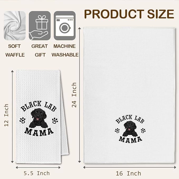 Black Lab Kitchen Towels, Dog Mama Black Labrador Retriever Gifts for Women & Dogs Moms, Dog Lover Gifts Decorative Hand Towels for Bathroom, 16x24 Inch