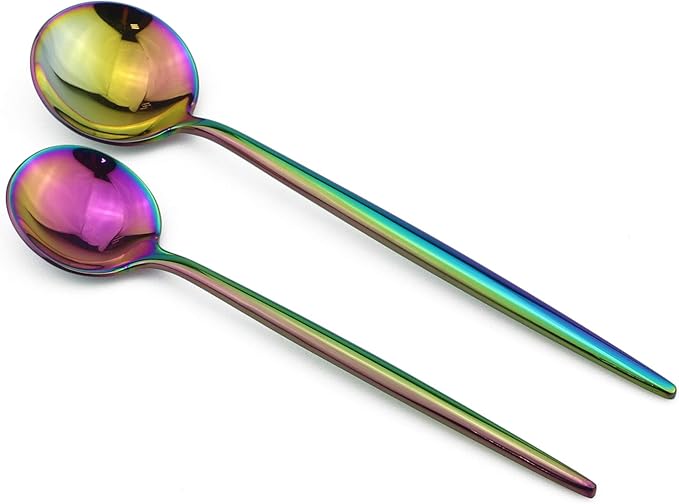 20-Pieces 18/10 Stainless Steel Silverware Set, Colorful Mirror Polishing Rainbow Flatware Set, Kitchen Knife Fork Spoon Utensils, Service for 4