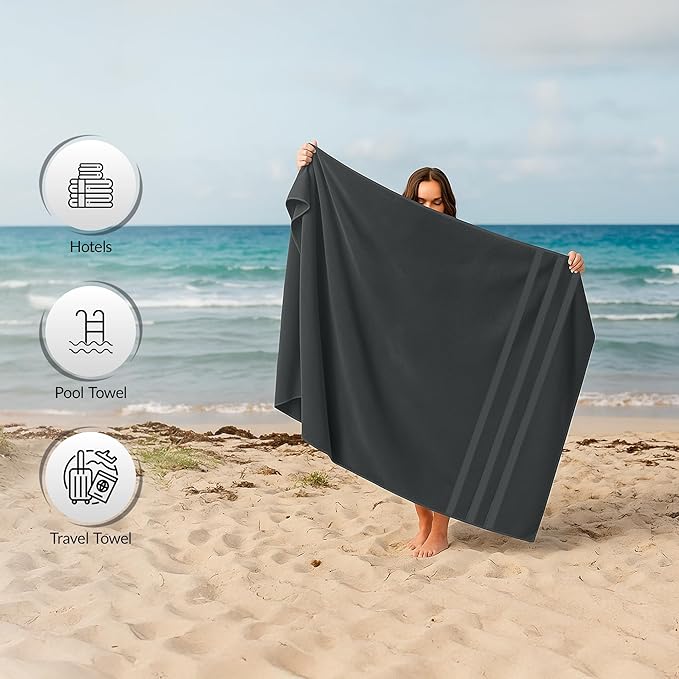 RIVERSIDE Pack of 2 Extra Large Bath Sheets 35 x 70 Inches - 100% Ring Spun Cotton Hotel Quality Oversized Bath Towels - Super Soft, Highly Absorbent & Quicker to Dry - Grey