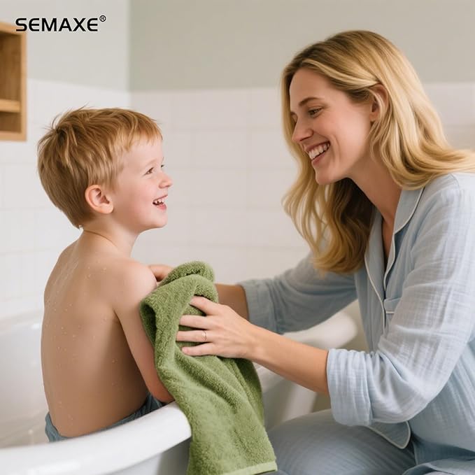 SEMAXE Sage Green Hand Towels for Bathroom, 100% Cotton Towels with Hanging Loops, Soft and Highly Absorbent, 4 Pack Hand Towel Set for Gym, Shower, Hotel, Spa and Kitchen