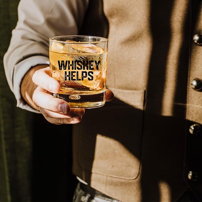Funny Whiskey Glasses 10 oz, Whiskey Lovers Gifts for Men, Whisky Gifts Old Fashioned Rocks Glasses Cup for Women Men Drinking Scotch Bourbon Liquor