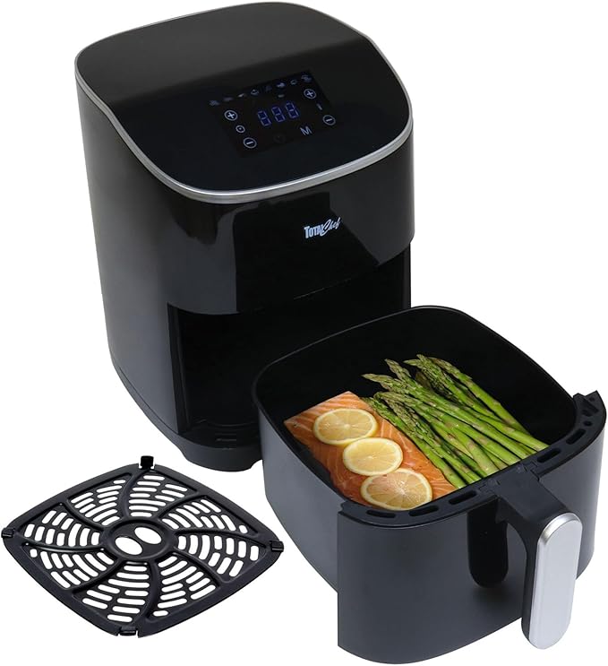 Total Chef 5 Quart Air Fryer - Aerogrill, Non-Stick Frying Basket, French Fry, Digital Touch Screen, 8 Presets, Freidora Eléctrica, Countertop Cooking Kitchen Appliance, Black