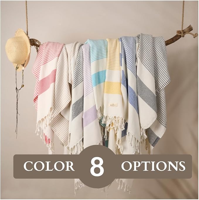 Ruvy Home Basics 2 Pack Turkish Beach Towels – Oversized Quick-Dry Bath Towels (40 x 72 Inches) – 100% Cotton Large Towels for Pool, Yoga, Travel, Camping Essentials, and Bathroom Decor - Lavender