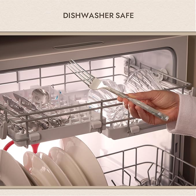 KINGSTONE Silverware Set, 20-Piece 18/10 Stainless Steel Brushed Handle Flatware Cutlery Set, for Kitchen, Home, Party, Wedding Gift, Rust Resistant and Dishwasher Safe