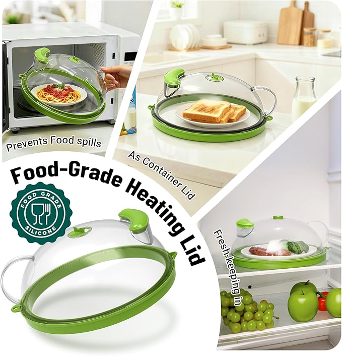 Microwave Splatter Cover with Water Steamer, Upgraded Microwave Cover for Food with Handle, Clear Plate Covers, Splatter Guard, Kitchen Essentials Gadgets, House Warming Gifts New Home, 10 Inch