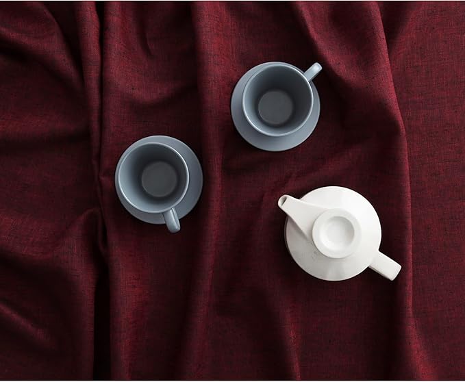 Solino Home Linen Tablecloth 60 x 132 Inch - 100% Pure Linen Red Garnet Table Cloth for Rectangle Tables - Athena, Machine Washable Tablecloth for Valentines, Winter, New Year