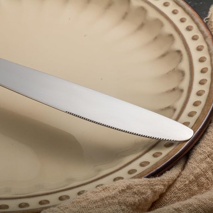 Alata Kate Satin 40-Piece Silverware Set,Service for 8,Stainless Steel Flatware Set,Matte Satin Polished Cutlery Set,Dishwasher Safe