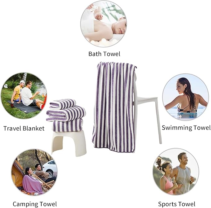 18-Piece Microfiber Bath Towels Set - 6 Bath Sheet, 6 Hand Towels, 6 Washcloths, Soft, Highly Absorbent Bathroom Towel, Quick Dry & Less Lint Shower towel for Bathroom, Hotel, Spa, Dorm-Dark Purple