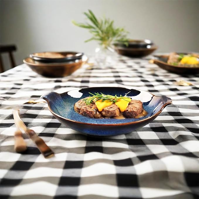 Ceramics Au Gratin baking Dishes Set of 2, Baking Tray Bake ware, 10.5 oz Ramekins, for Pie Pan, Appetizer, Tart, Dessert, Quiche, Oven Small dish, individual dishes, Round 9 Inch