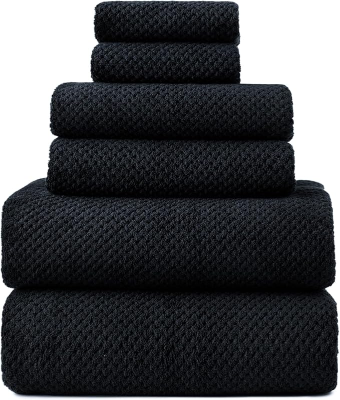 Oversized Bath Towels Extra Large 40x80 Inches Bath Sheets for Adults Super Soft Quick Dry Highly Absobent Microfiber Shower Towels (6 Piece,Black)