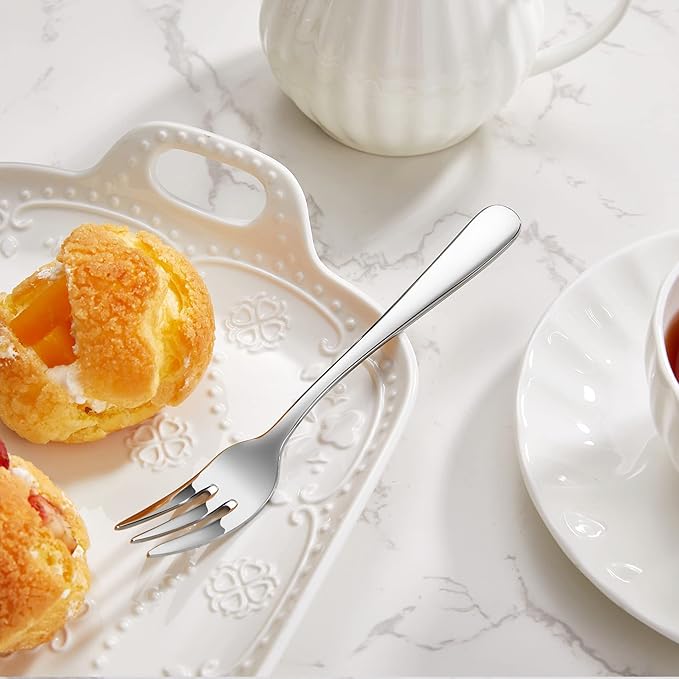 KEAWELL Premium Louise Forks, Set of 4, 18/10 Stainless Steel, Forks Silverware with Round Edge, Exceptional Mirror Finish, Dishwasher Safe (6.1" Small Fork)