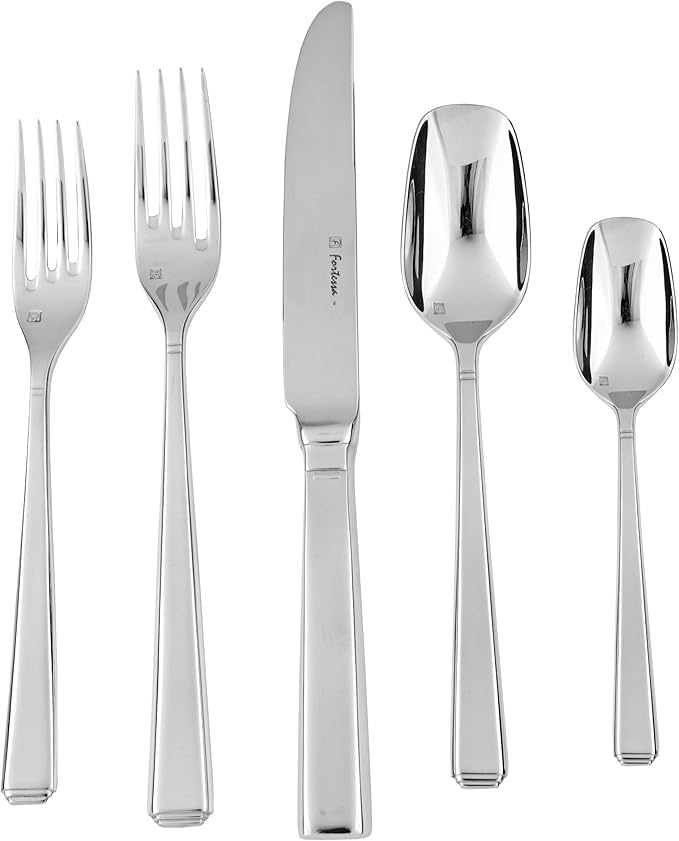 Fortessa Scalini 18/10 Stainless Steel Flatware Serving Spoon, 9-Inch, Silver