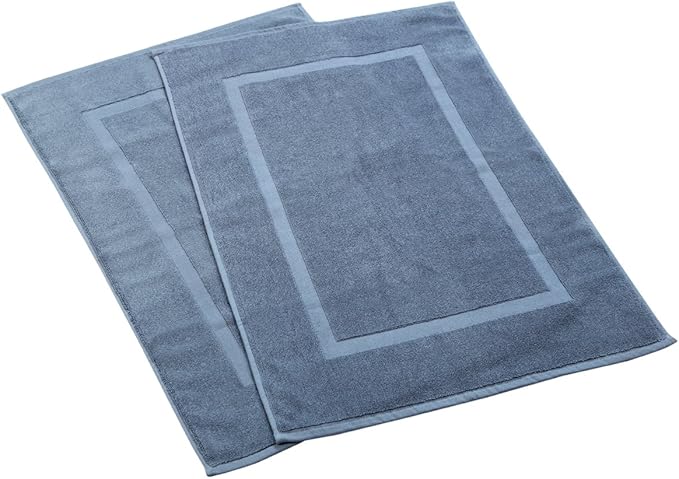 HILLFAIR-900 GSM-100% Ringspun Cotton Floor Towels mat- Hotel-Spa Tub-Shower Bathroom Floor mat Towels- 21 x 34 Inch - Terry Cotton Bath Mats, Machine Washable, Absorbent- 2 Peice Towel Set- Blue