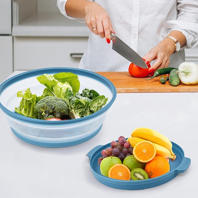 Microwave Splatter Cover for Food with Anti-scald Base Plate,Large Plastic & Silicone Vented Avoid Scalding Collapsible Guard Lid,Kitchen Essential Gadgets for Meal Prep-10.7 Inch (Blue)