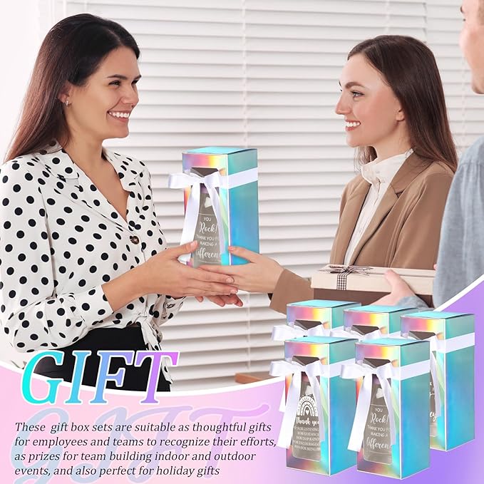 Layhit 12 Set Employee Appreciation Gifts Thank You Glass Cups for Staff Coworker 16 oz Can Shaped Beer Glass with Lids Straws Brushes Gift Boxes Ribbon for Nurse Teacher Week Mothers Day(Team B)