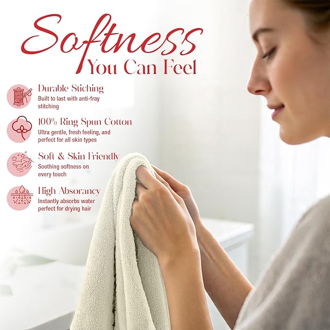 RIVERSIDE 12 Pack Washcloths - 12x12 Inches, 400 GSM, 100% Ring-Spun Cotton - Soft, Absorbent & Durable Face and Body Towels - for Bathroom, Spa, Gym, Makeup Removal & Everyday Use - Cannoli Cream