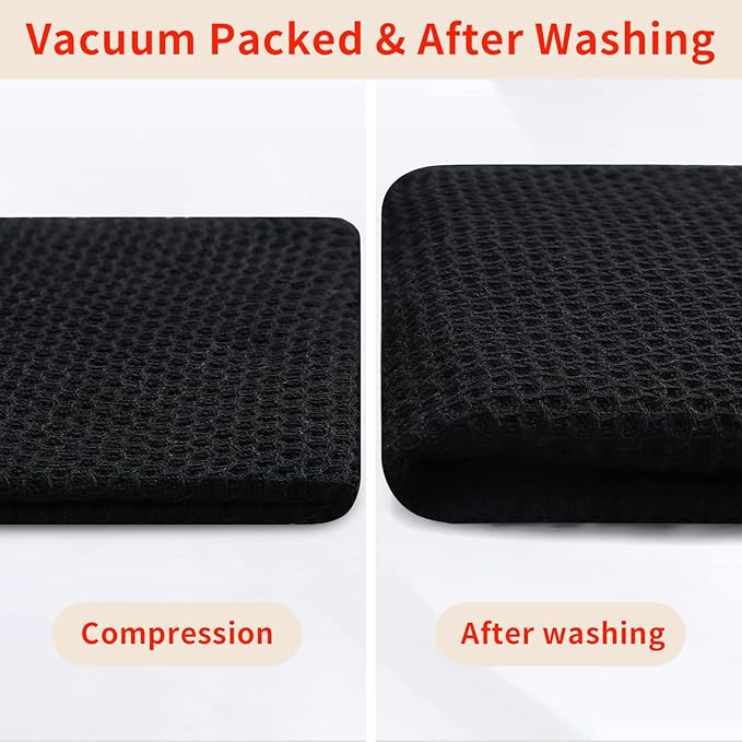 Homaxy 100% Cotton Waffle Weave Kitchen Dish Cloths, Ultra Soft Absorbent Quick Drying Dish Towels, 12 x 12 Inches, 8-Pack, Black